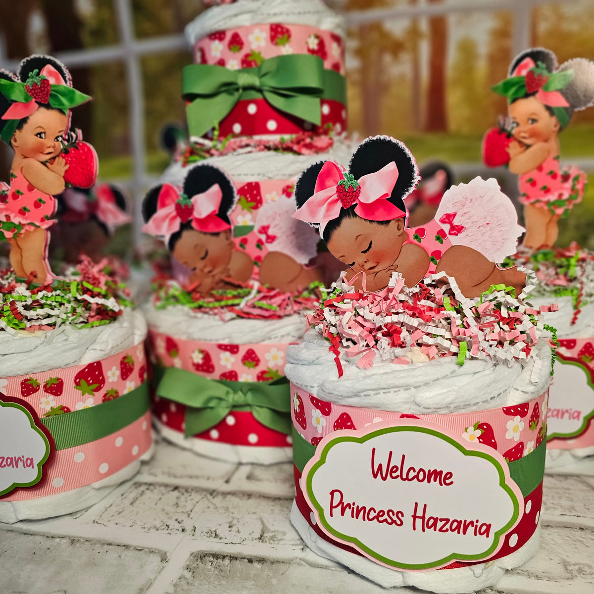 Strawberry Shortcake Baby Girl Diaper Cake Centerpiece Set