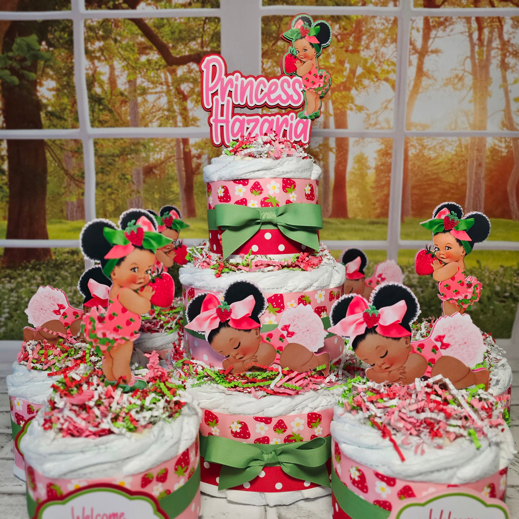 Strawberry Shortcake Baby Girl Diaper Cake Centerpiece Set