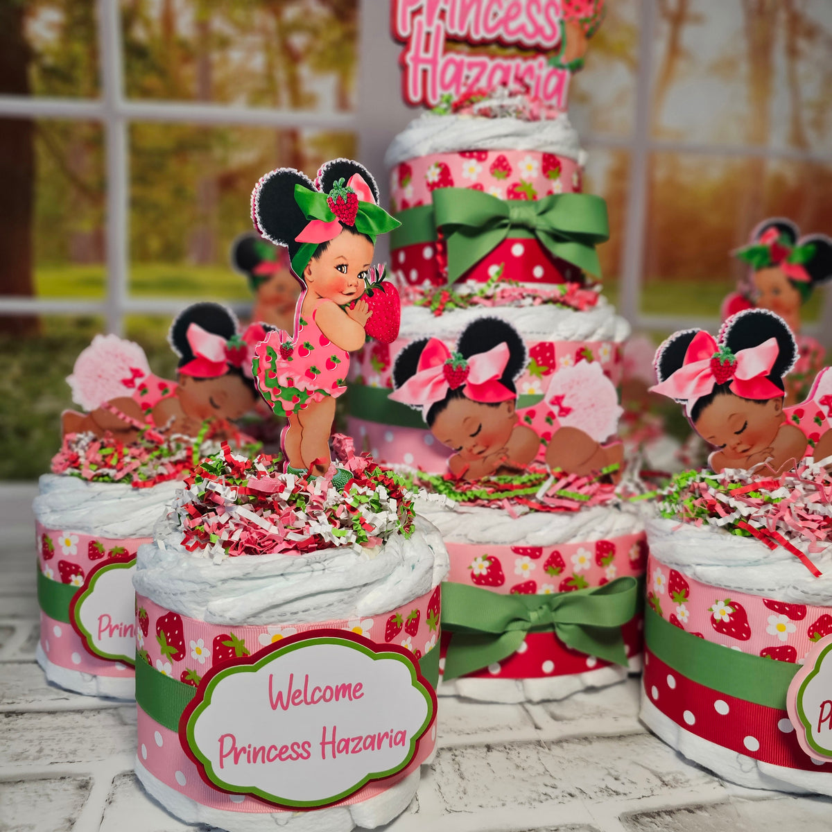 Strawberry Shortcake Baby Girl Diaper Cake Centerpiece Set