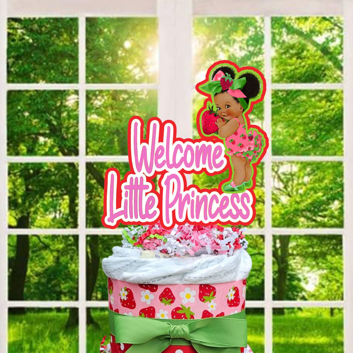 Strawberry Shortcake Baby Girl Diaper Cake Centerpiece Set