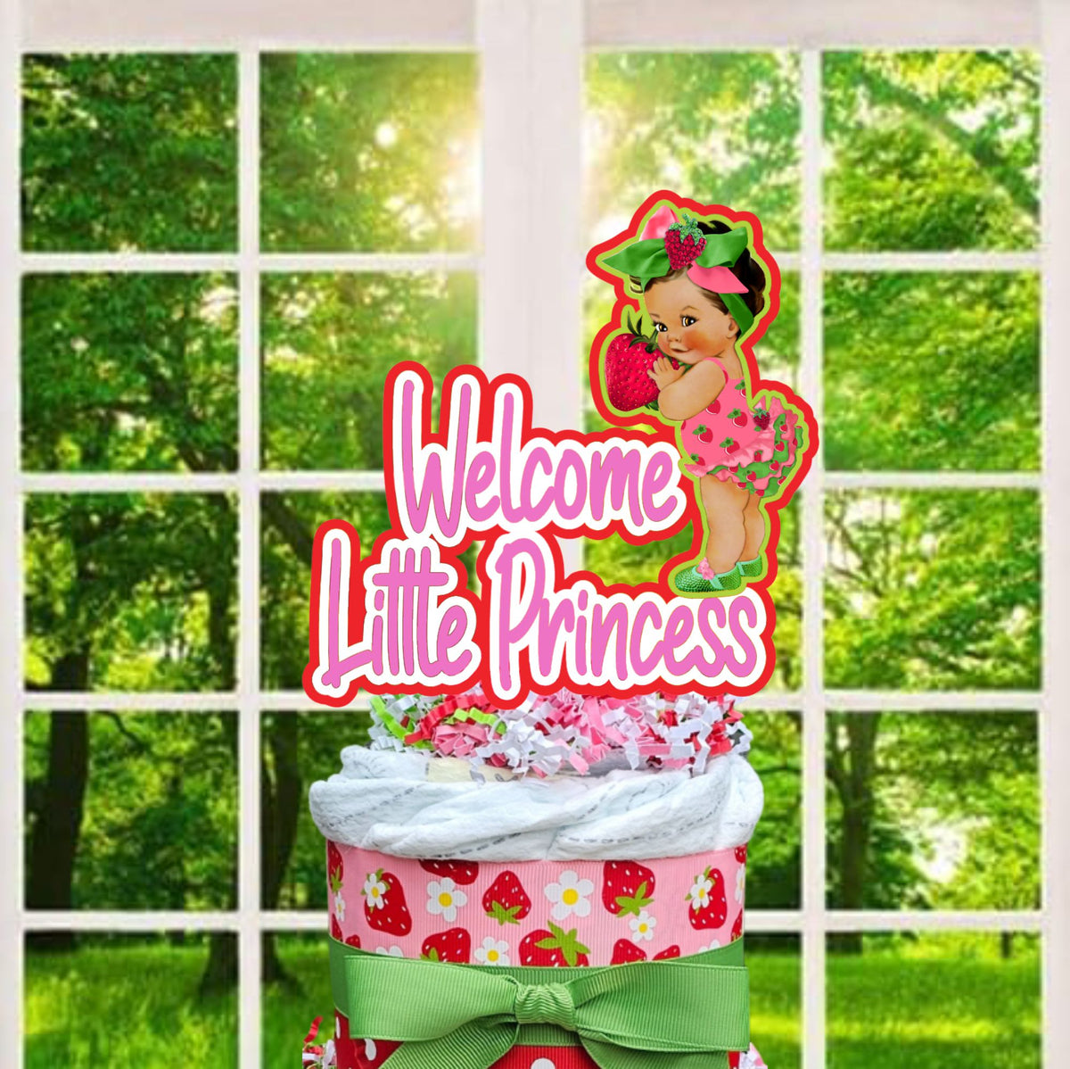 Strawberry Shortcake Baby Girl Diaper Cake Centerpiece Set