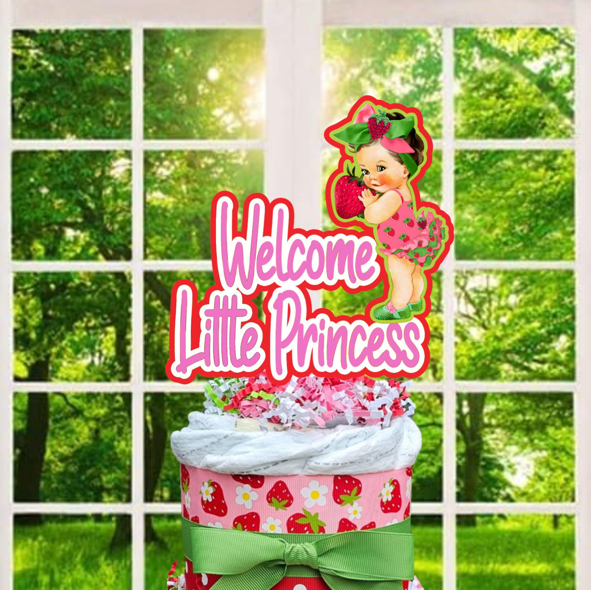 Strawberry Shortcake Baby Girl Diaper Cake Centerpiece Set