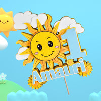 Sun, Clouds, and Sunflowers Birthday 3D Cake Topper
