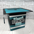 Teal, Black, & Silver 8x8 Graduation Card Box
