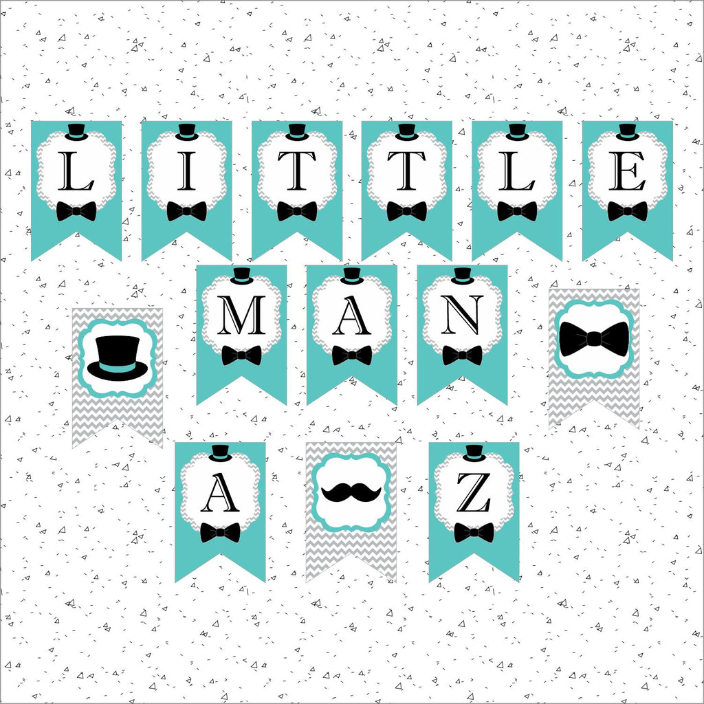 Little Man Decoration Pack - Teal, Gray
