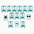 Little Man Banner - Teal, Gray