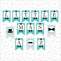 Little Man Banner - Teal, Gray
