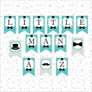 Little Man Banner - Teal, Gray