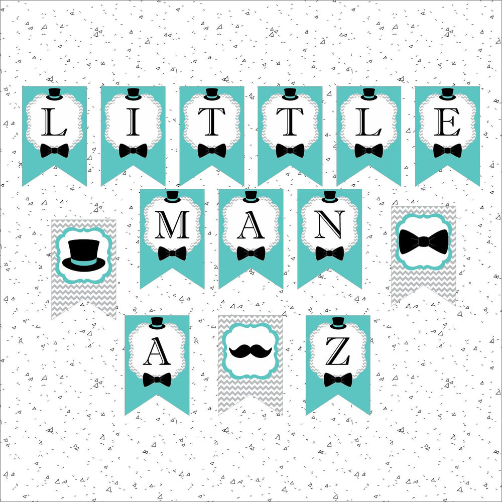 Little Man Banner - Teal, Gray