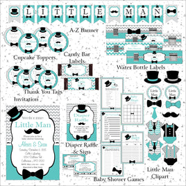 Little Man Decoration Pack - Teal, Gray