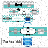 Little Man Water Bottle Labels - Teal, Gray