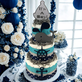 Nautical Whale Boy Diaper Cake Centerpiece