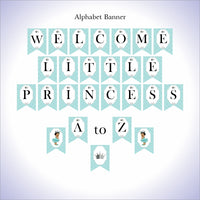 Light Teal and Silver Little Princess Banner, Brown
