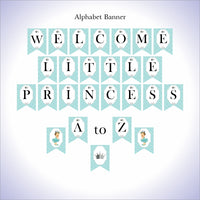 Light Teal and Silver Little Princess Banner, Brunette
