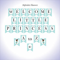 Light Teal and Silver Little Princess Banner, Curly
