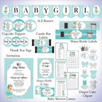 Teal and Silver Little Princess Baby Shower Decorations, Blonde
