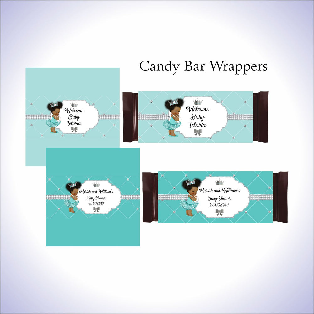 Little Princess Candy Bar Labels - Teal, Silver