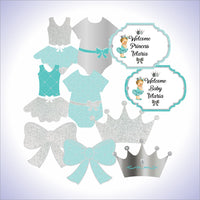 Light Teal and Silver Little Princess Printable Decorations, Blonde
