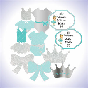 Light Teal and Silver Little Princess Printable Decorations, Blonde