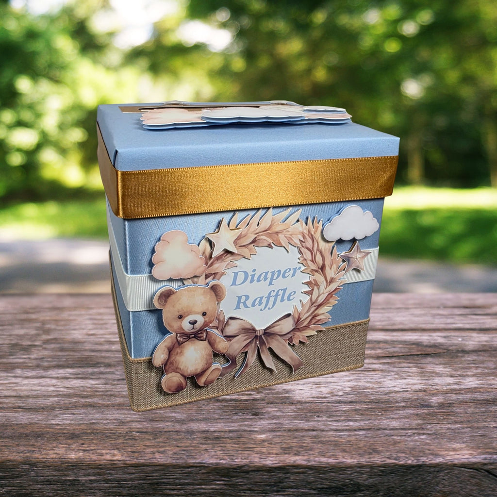 Teddy Bear Diaper Raffle Card Box