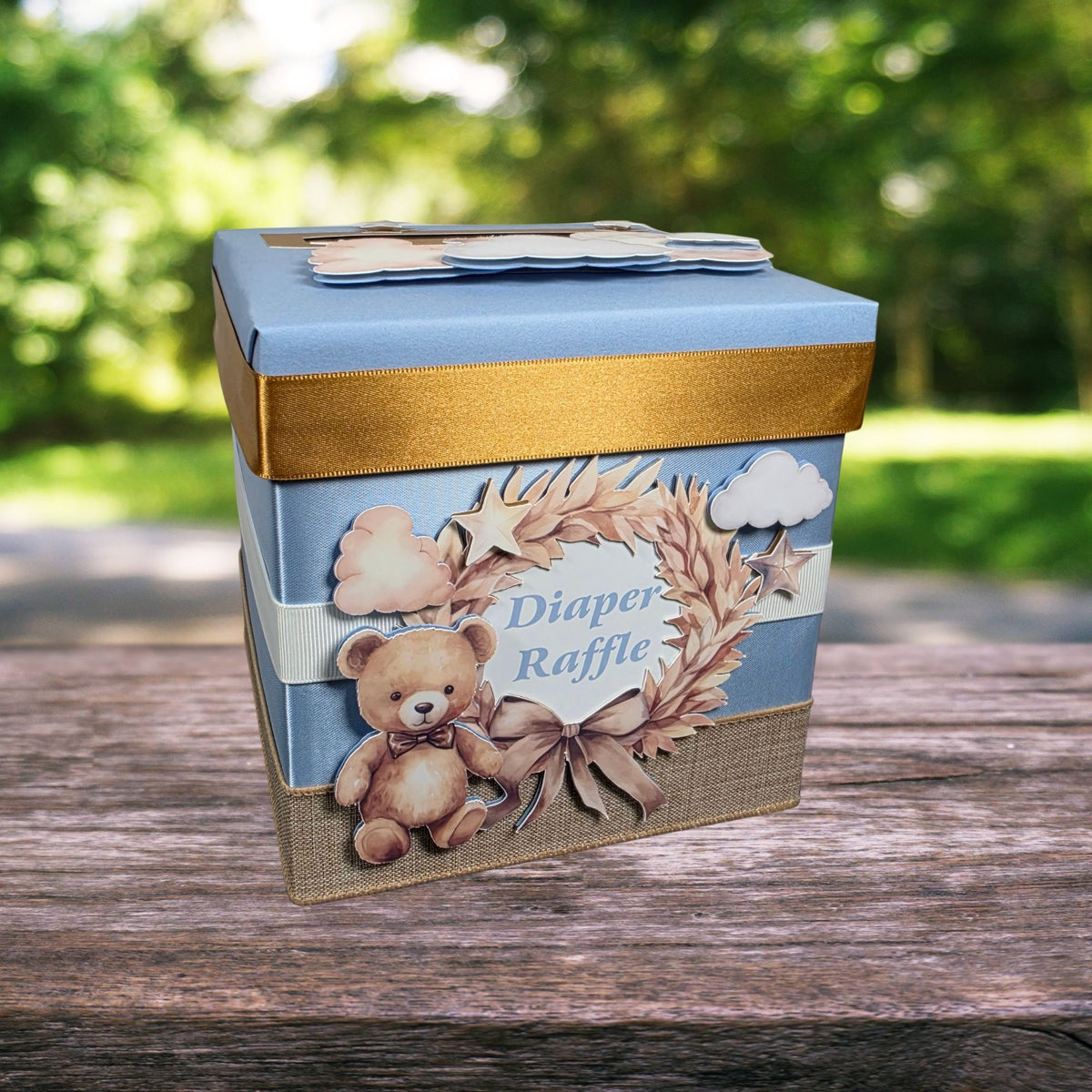 Teddy Bear Diaper Raffle Card Box