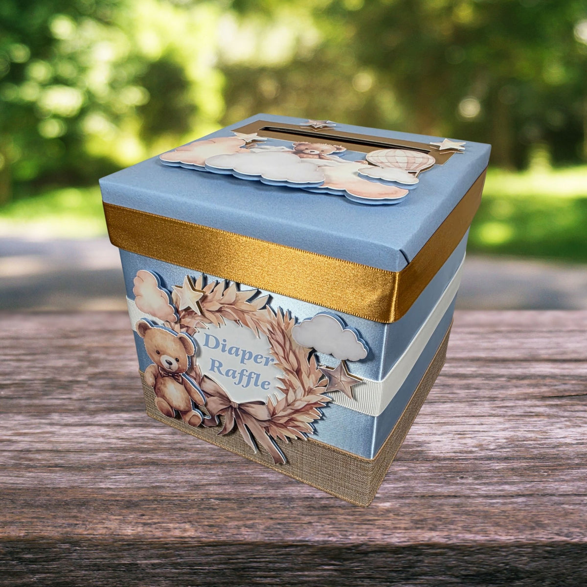 Teddy Bear Diaper Raffle Card Box