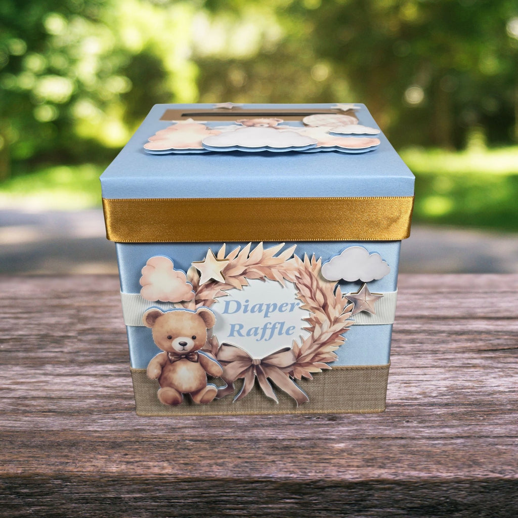 Teddy Bear Diaper Raffle Card Box