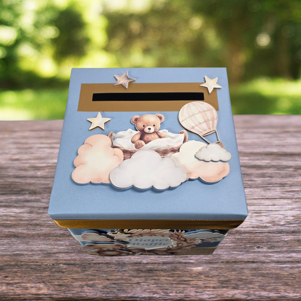Teddy Bear Diaper Raffle Card Box