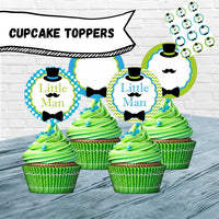 Blue and Green Little Man Cupcake Toppers
