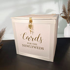 White and Gold Locking Wedding Card Box