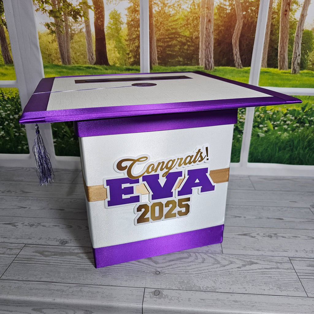 Rainbow Purple Based Graduation Card Boxes