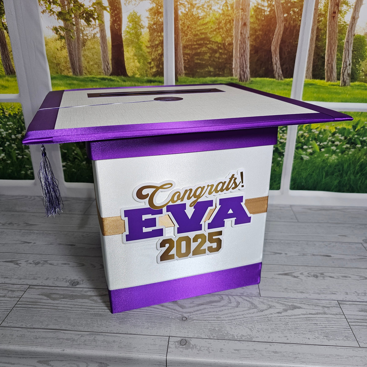 Rainbow Purple Based Graduation Card Boxes