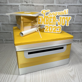 Yellow Gold & White 10x10 Graduation Card Box
