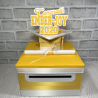 Yellow Gold & White 10x10 Graduation Money Box