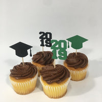 Green & Black Graduation Cupcake Toppers
