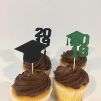 Graduation Cupcake Toppers - Green, Black
