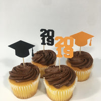 Orange & Black Graduation Cupcake Toppers
