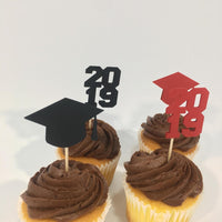 Graduation Cupcake Toppers - Red, Black
