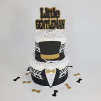 Black & Gold Little Gentleman Diaper Cake
