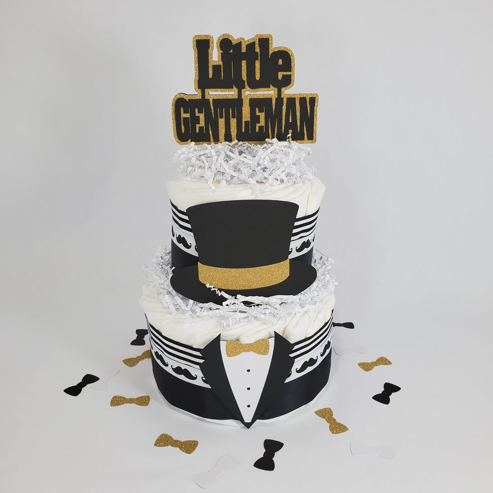 Black & Gold Little Gentleman Diaper Cake