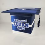 Navy and White Graduation Card Box
