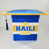 Graduation Cap Card Box - Blue, Yellow