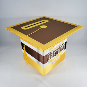 Graduation Cap Card Box - Brown, Yellow Gold