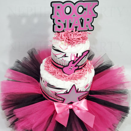 Pink and Black Tutu Diaper Cake