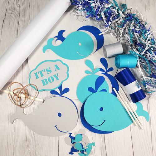 Teal, Blue, and Gray Whale DIY Diaper Cake Kit