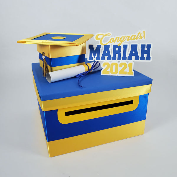 Royal Blue & Yellow Graduation Card Box