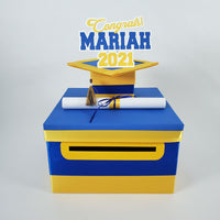 Royal Blue & Yellow Gold Class of 2021 Graduation Money Box
