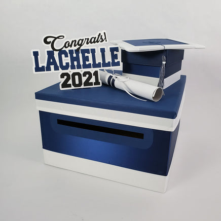 Navy & White Class of 2021 Party Card Box
