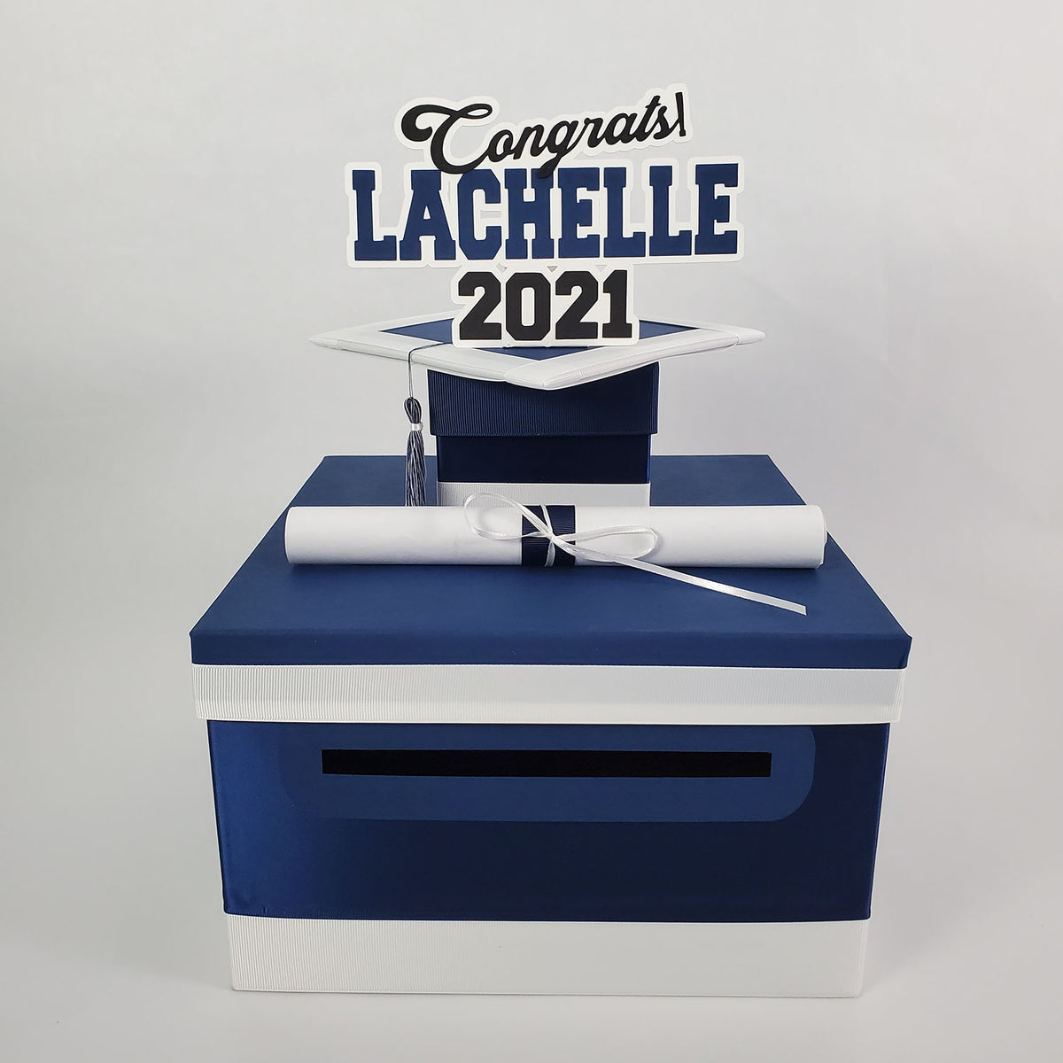 Navy & White Class of 2021 Graduation Money Box