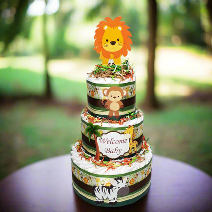 Jungle Safari Baby Shower Diaper Cake Centerpiece